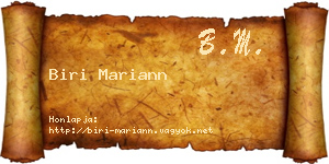 Biri Mariann névjegykártya